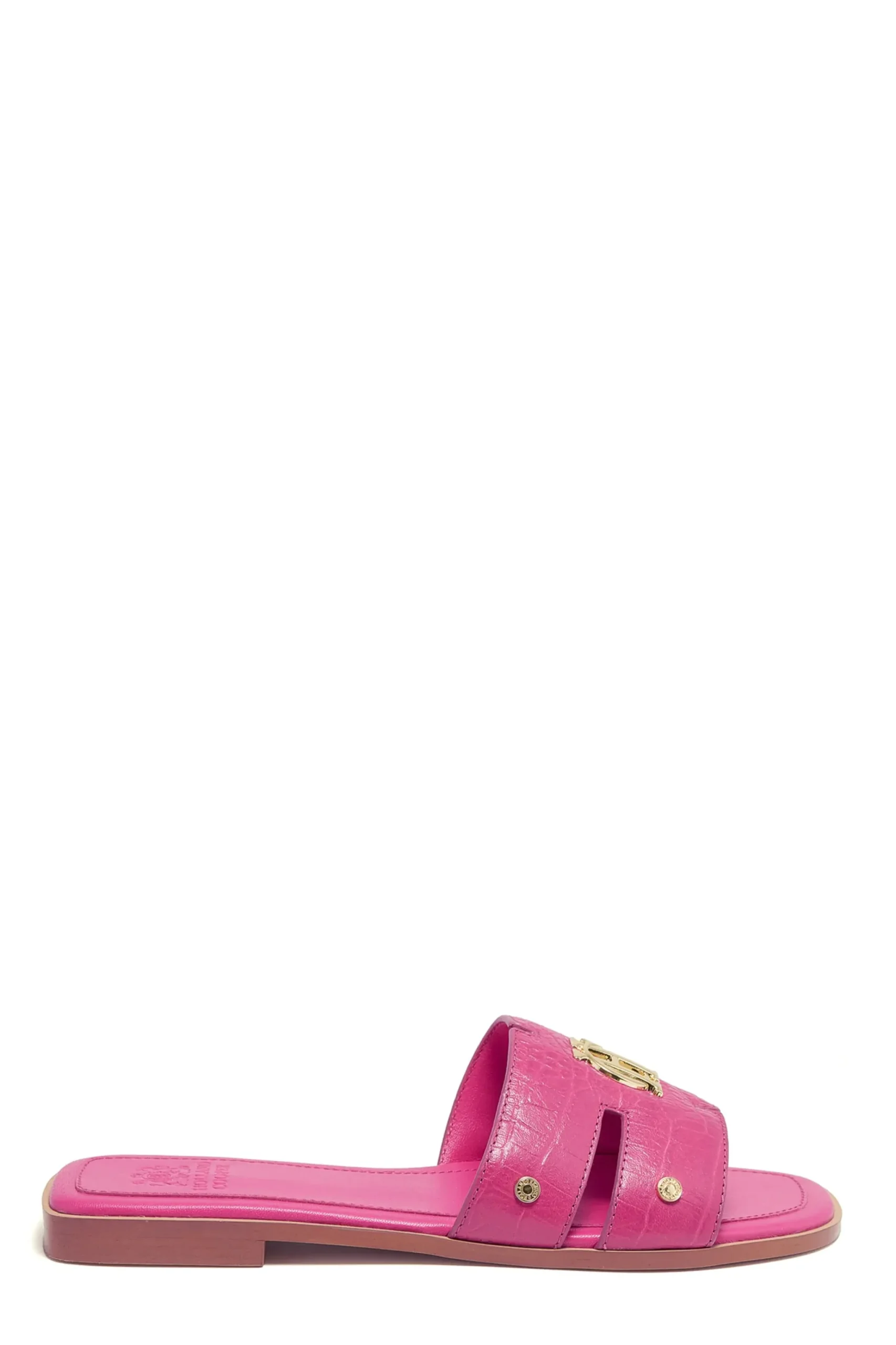Holland Cooper Monogram Slides Pink Croc New