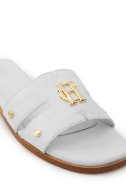 Holland Cooper Monogram Slides White Croc Sale