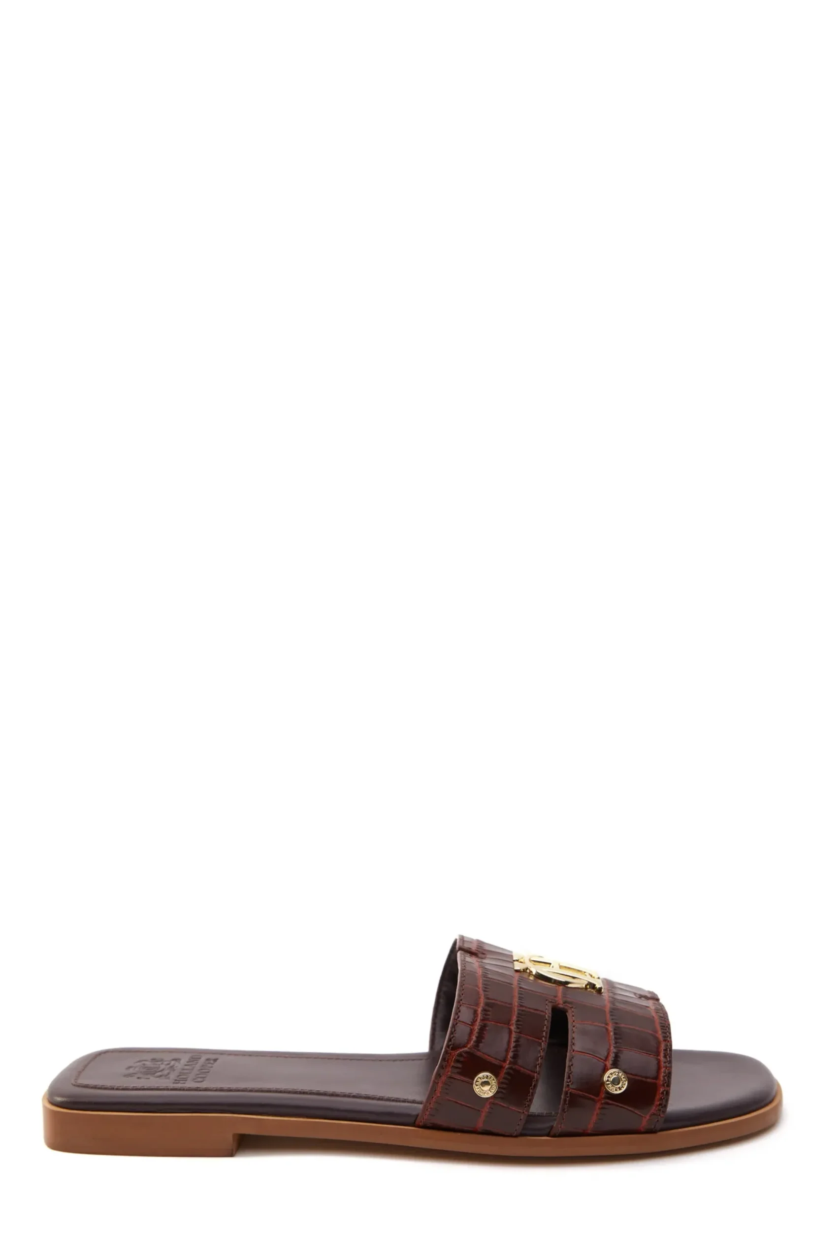 Holland Cooper Monogram Slides Chocolate Croc Online