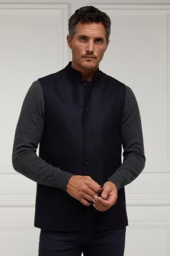 Holland Cooper Nehru Gilet Navy Loxley Clearance