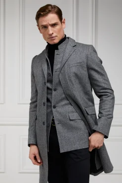 Holland Cooper Nehru Gilet Mono Herringbone Outlet