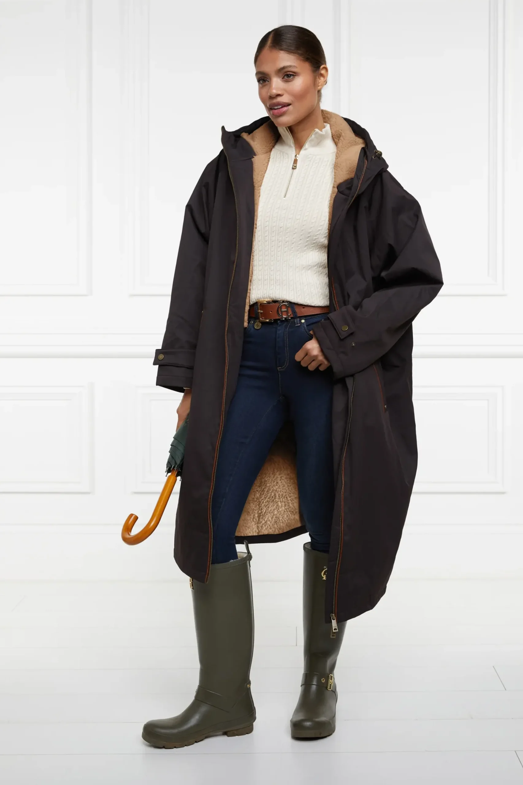 Holland Cooper One-Size Waterproof Coat Chocolate Sale