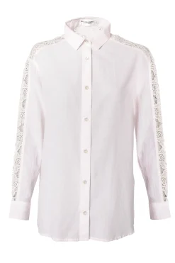Holland Cooper Oversized Cotton Lace Shirt Pink Stripe Outlet