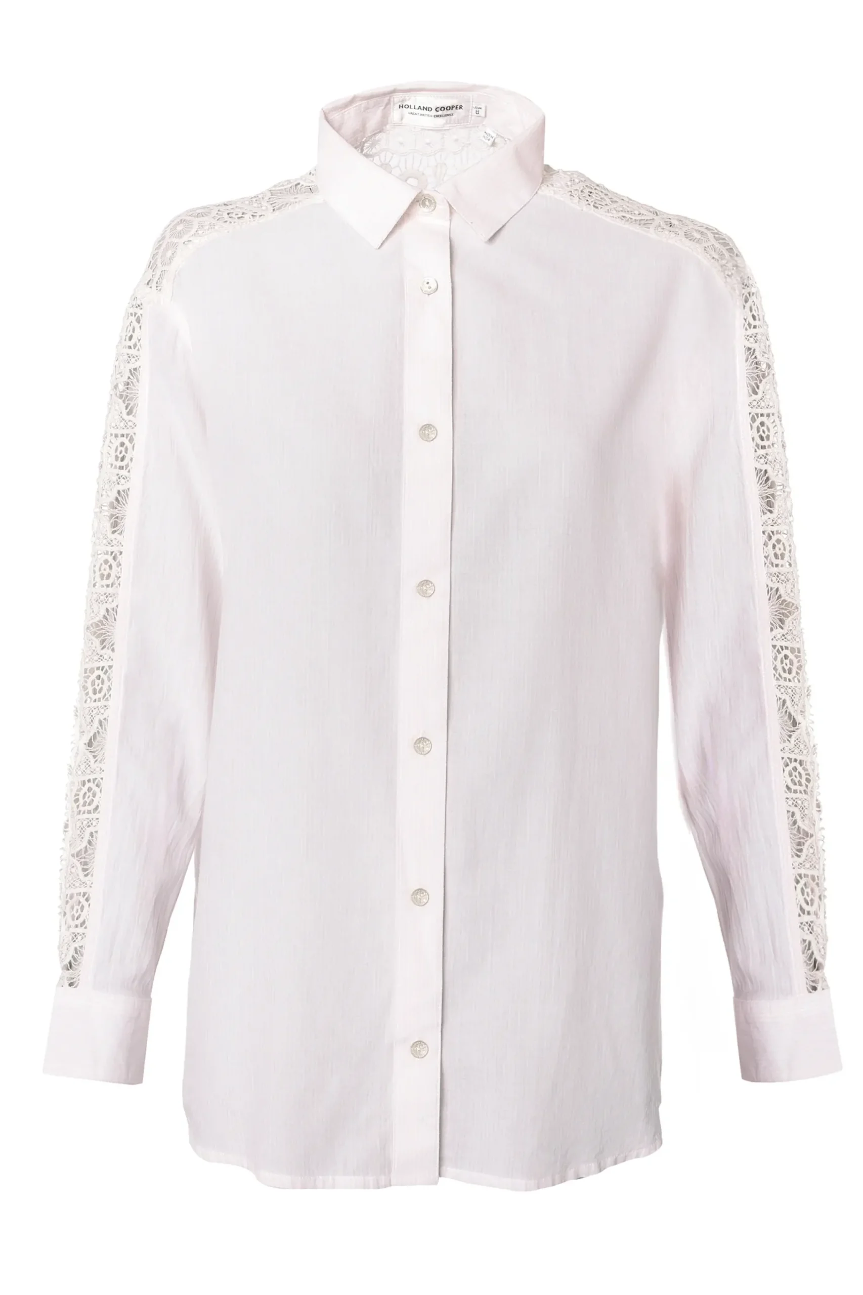 Holland Cooper Oversized Cotton Lace Shirt Pink Stripe Outlet