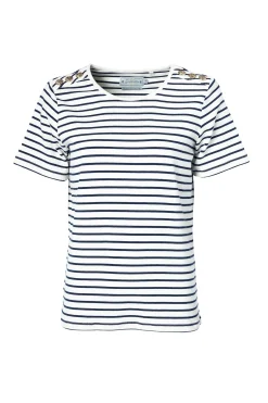Holland Cooper Padstow Crew Neck Tee Natural Ink Navy Stripe Sale