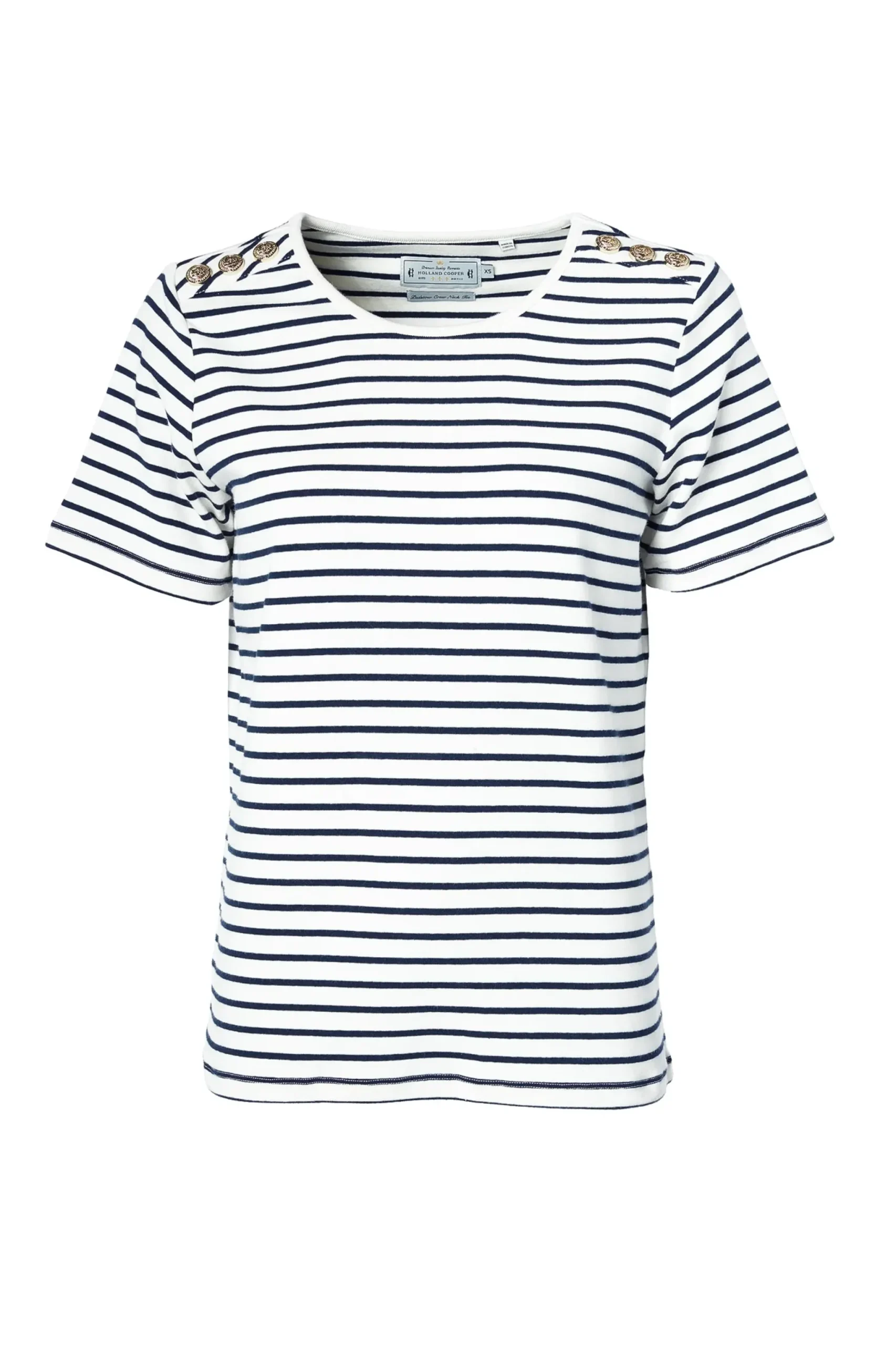 Holland Cooper Padstow Crew Neck Tee Natural Ink Navy Stripe Sale