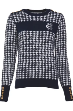 Holland Cooper Panel Crew Neck Knit Ink Navy Best