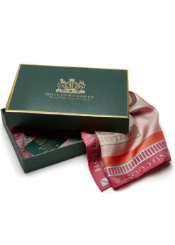 Holland Cooper Regal Horse Silk Scarf Coral Clearance