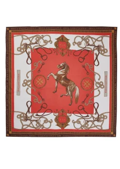 Holland Cooper Regal Horse Silk Scarf Sienna