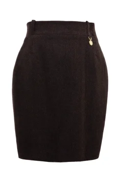 Holland Cooper Regency Skirt Chocolate Herringbone New