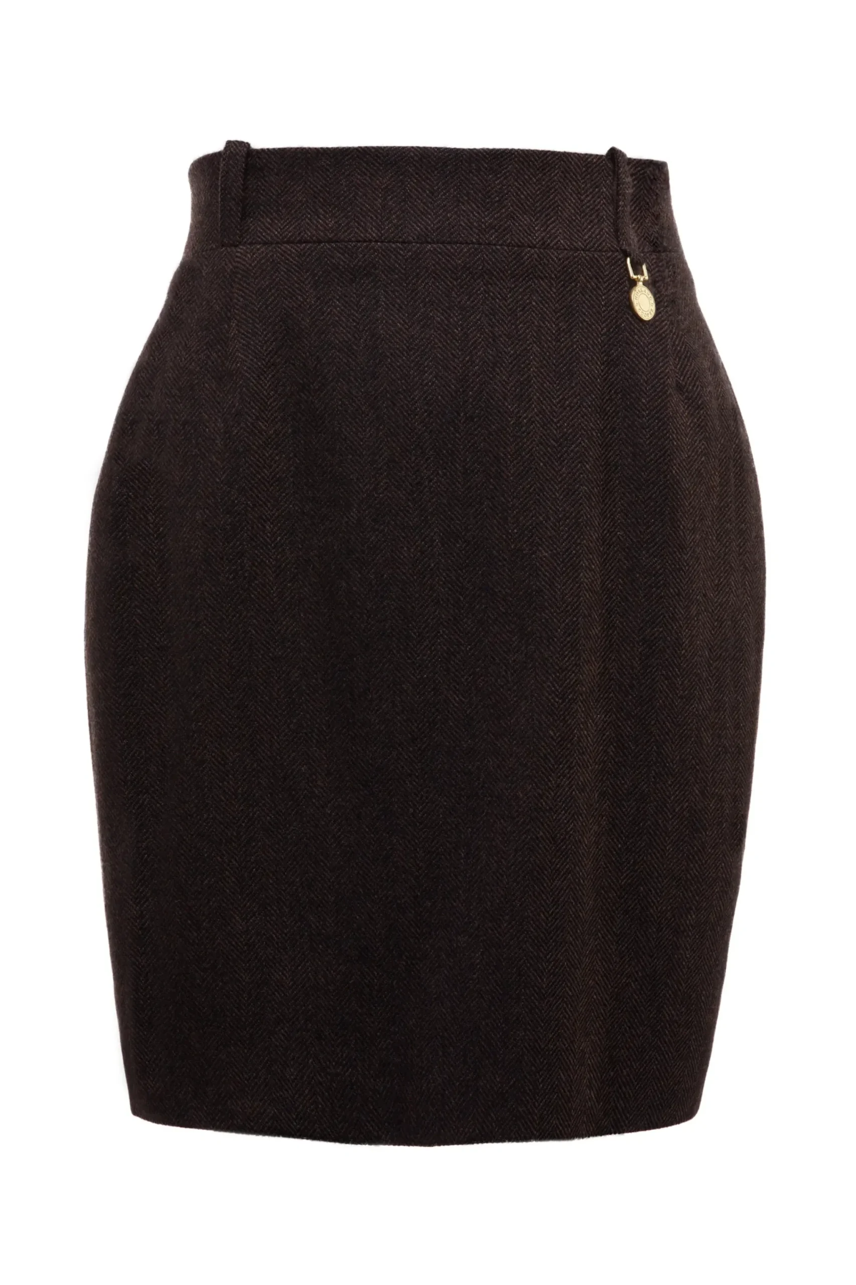 Holland Cooper Regency Skirt Chocolate Herringbone New