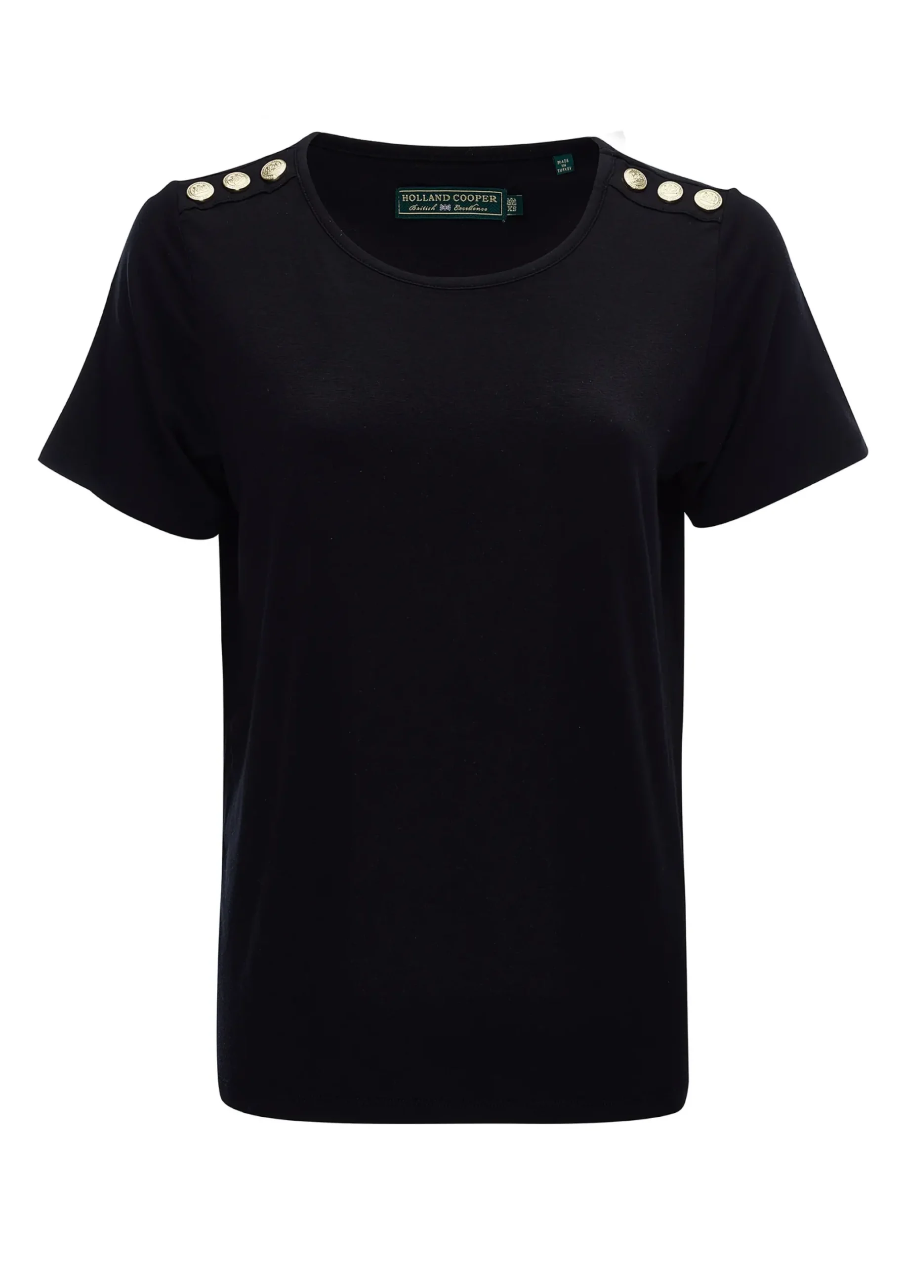 Holland Cooper Relax Fit Crew Neck Tee Black New