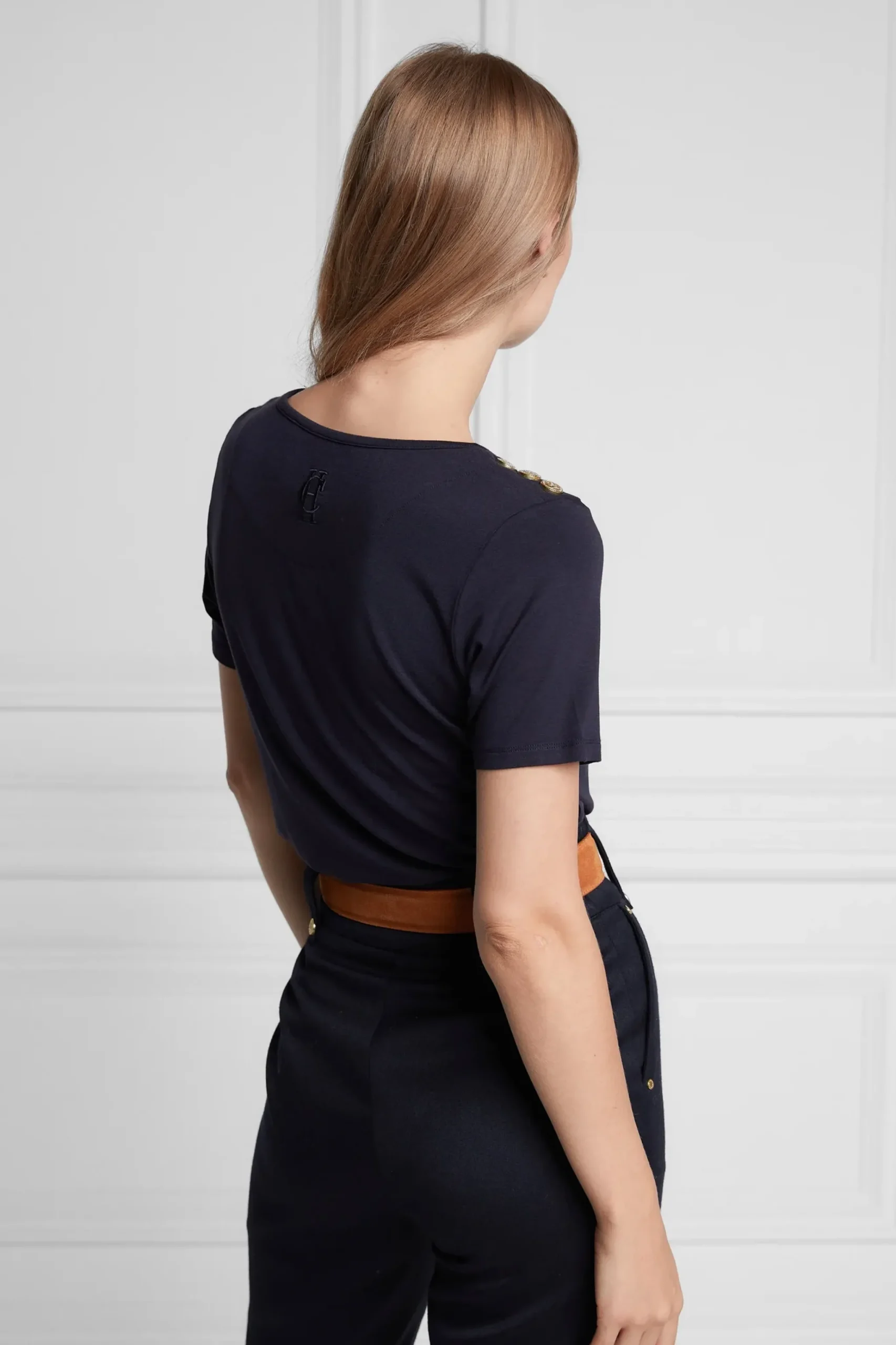 Holland Cooper Relax Fit Crew Neck Tee Ink Navy Sale
