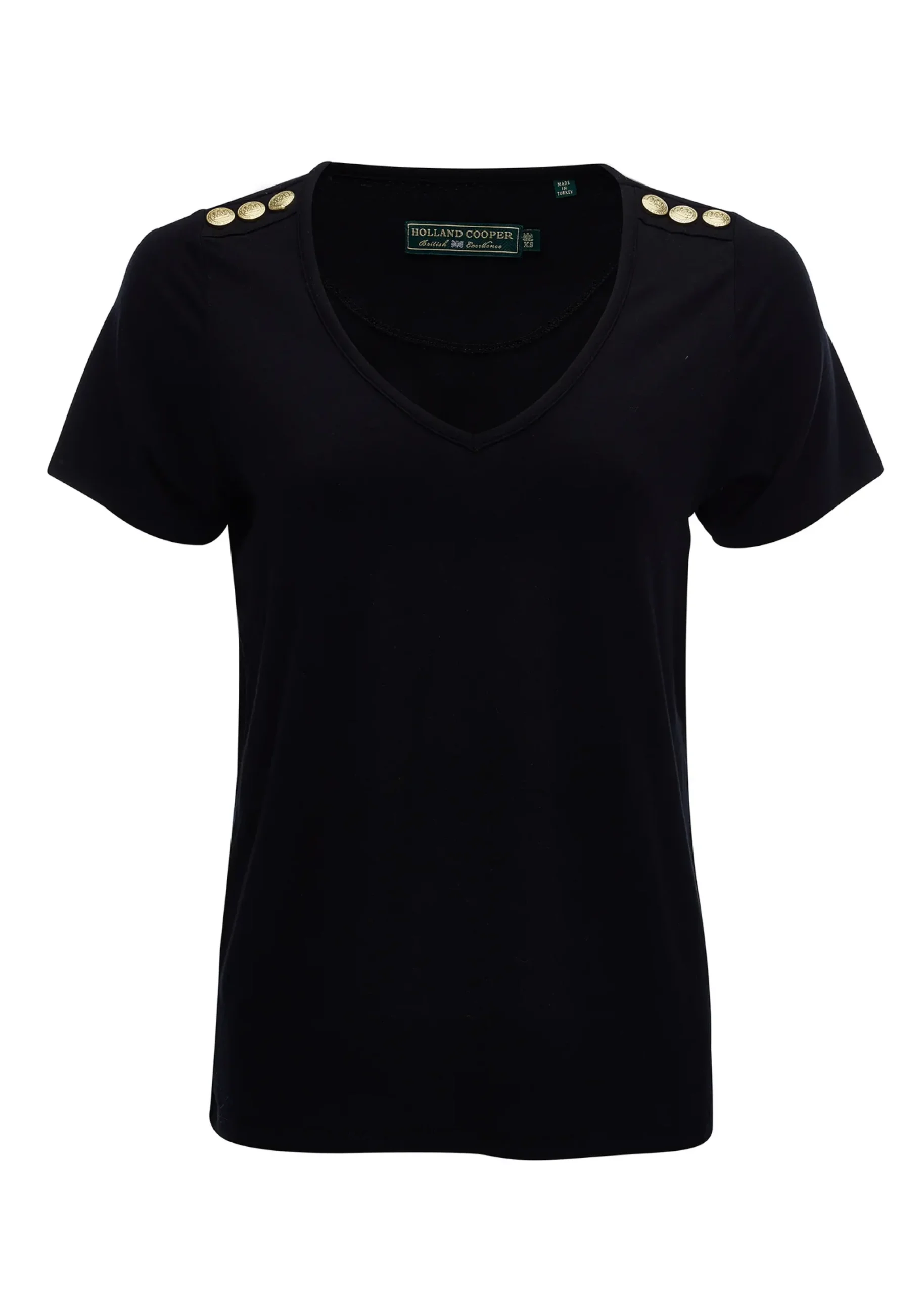 Holland Cooper Relax Fit V-Neck Tee Black Best