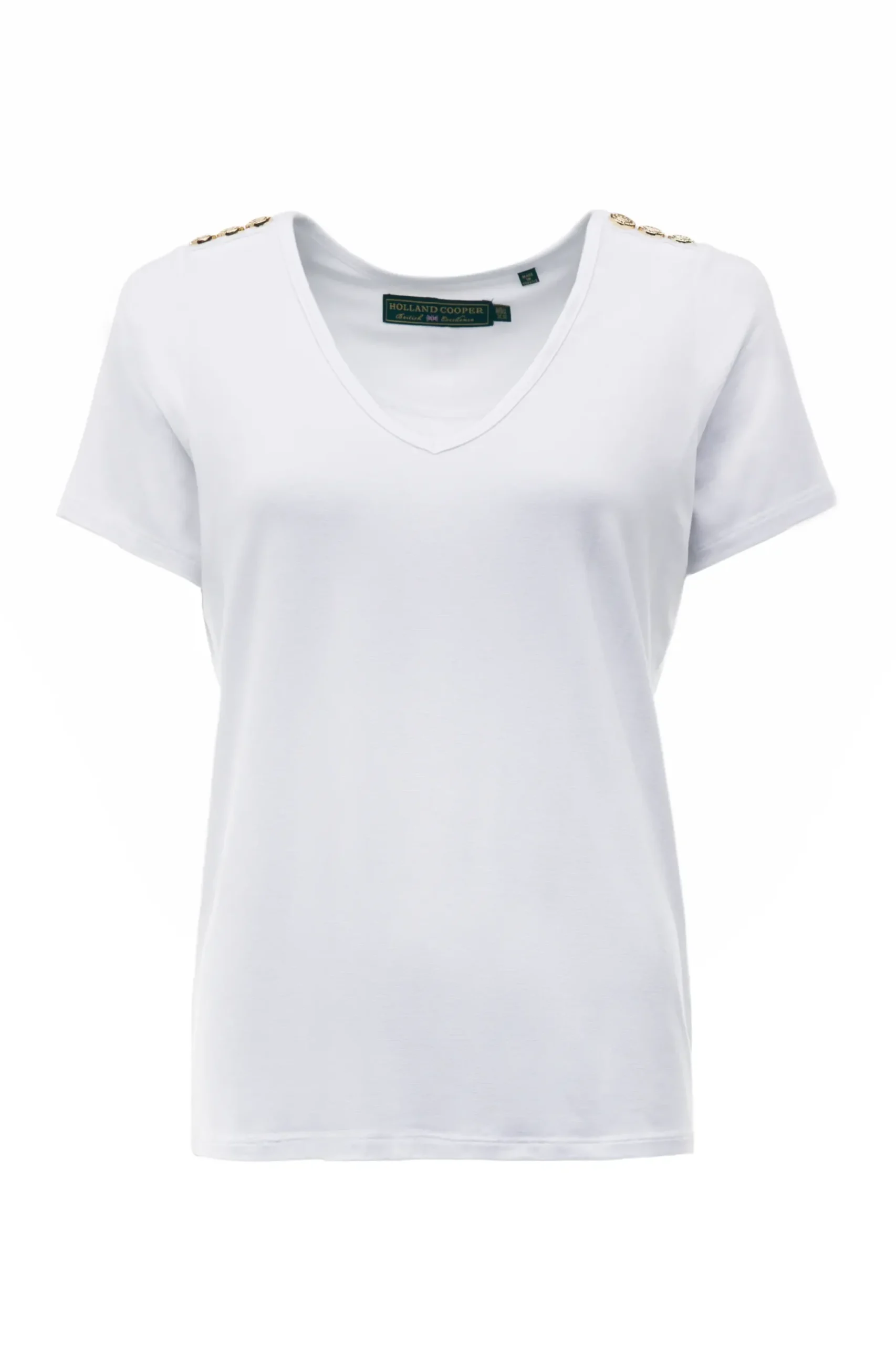 Holland Cooper Relax Fit V-Neck Tee White