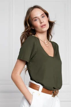 Holland Cooper Relax Fit V-Neck Tee Outlet