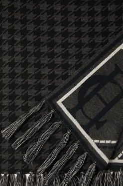 Holland Cooper Reversible Monogram Scarf Charcoal Houndstooth Sale