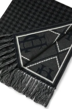 Holland Cooper Reversible Monogram Scarf Charcoal Houndstooth Sale