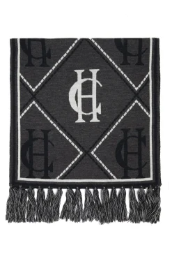 Holland Cooper Reversible Monogram Scarf Charcoal Houndstooth Sale