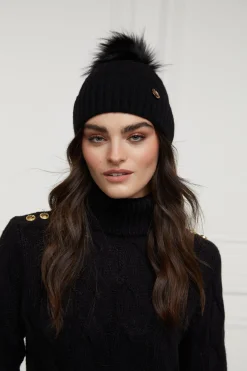 Holland Cooper Rib Bobble Hat Black Discount