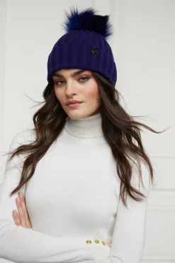Holland Cooper Rib Bobble Hat Ink Navy Clearance