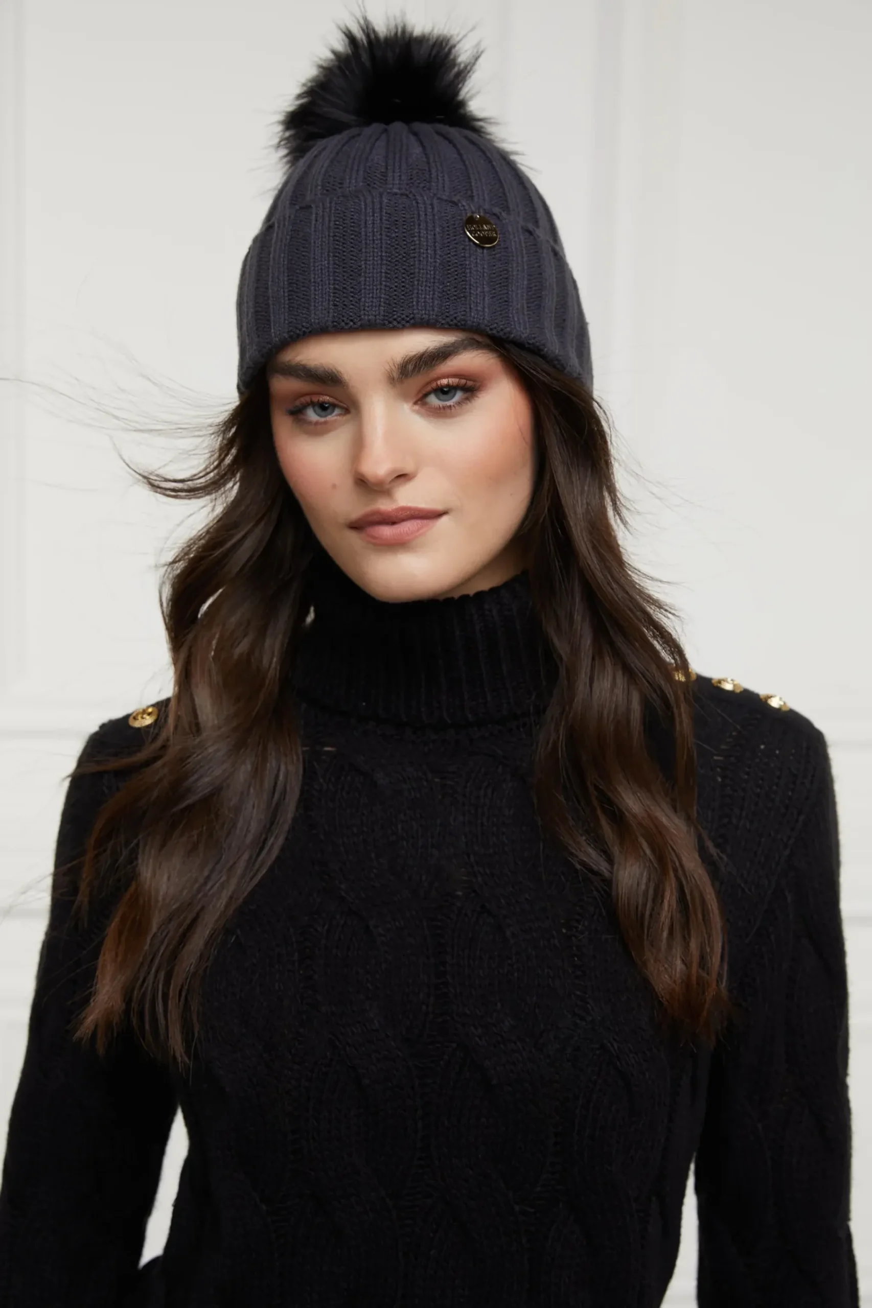 Holland Cooper Rib Bobble Hat Grey Online
