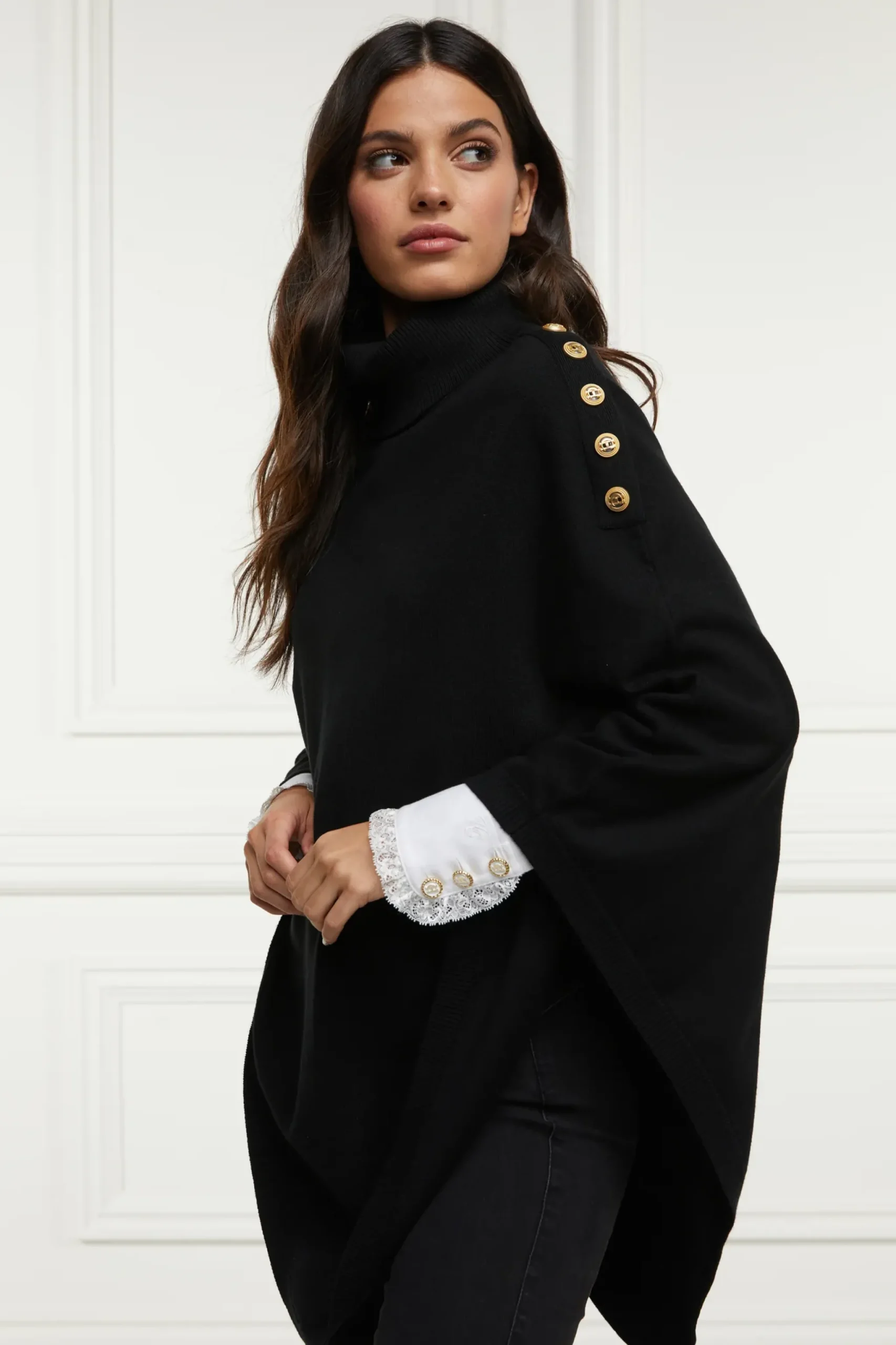 Holland Cooper Roll Neck Cape Black