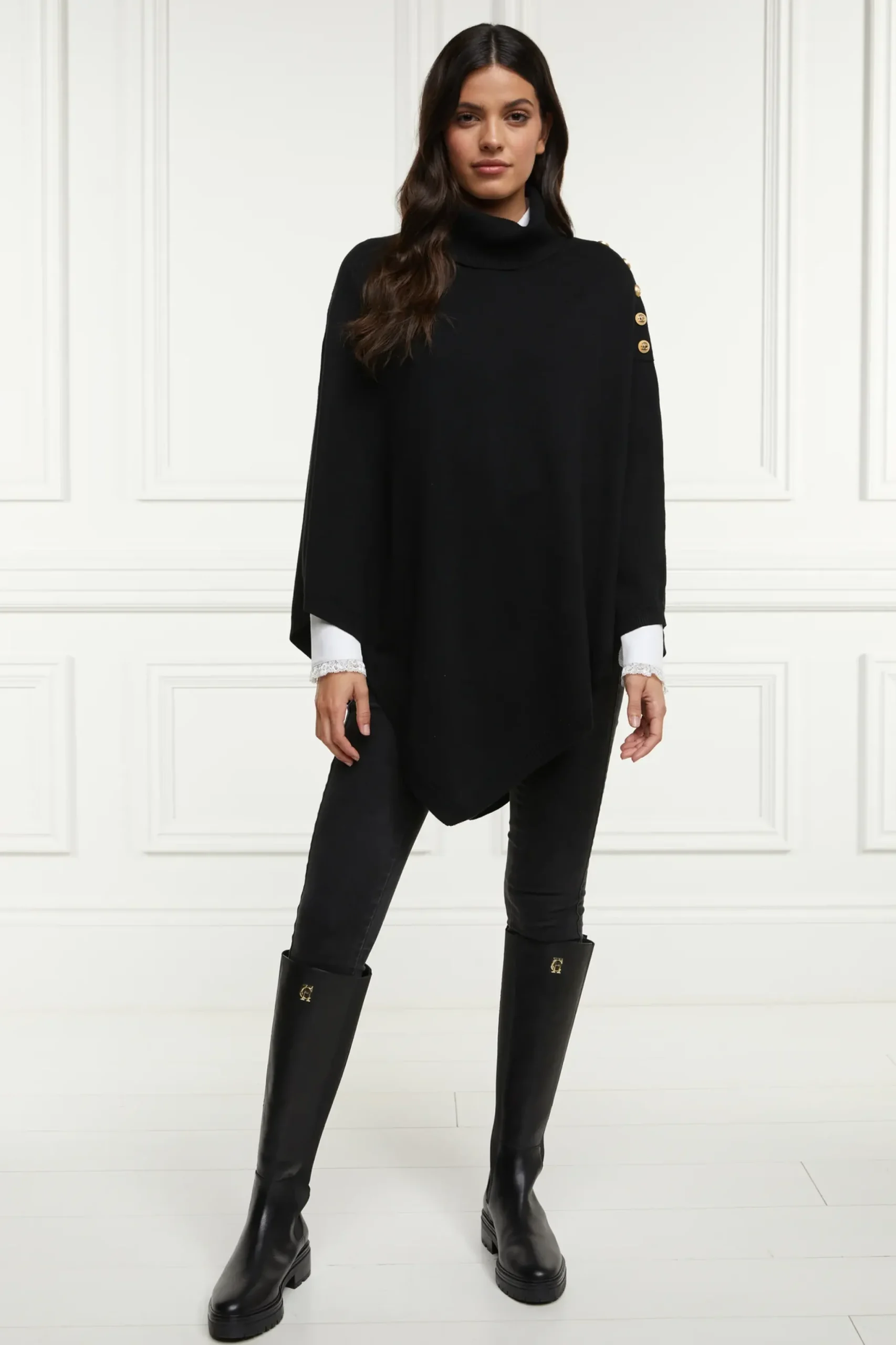 Holland Cooper Roll Neck Cape Black