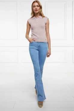 Holland Cooper Scarlett Polo Knit Soft Pink New