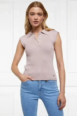 Holland Cooper Scarlett Polo Knit Soft Pink New