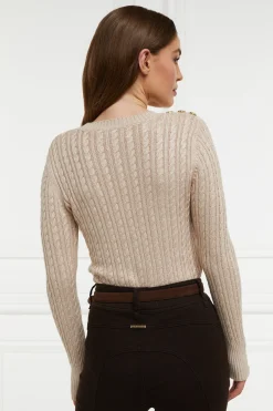 Holland Cooper Seattle Cable Crew Knit Oatmeal Discount
