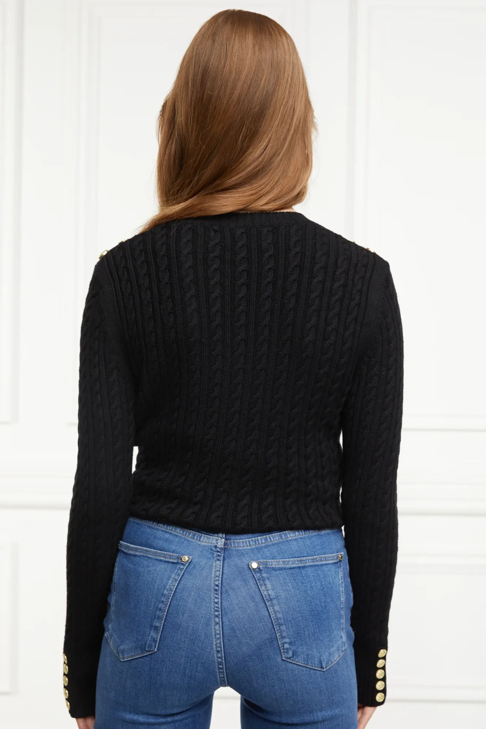 Holland Cooper Seattle Cable Crew Knit Black Best