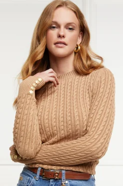 Holland Cooper Seattle Cable Crew Knit Dark Camel New