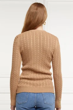 Holland Cooper Seattle Cable Crew Knit Dark Camel New