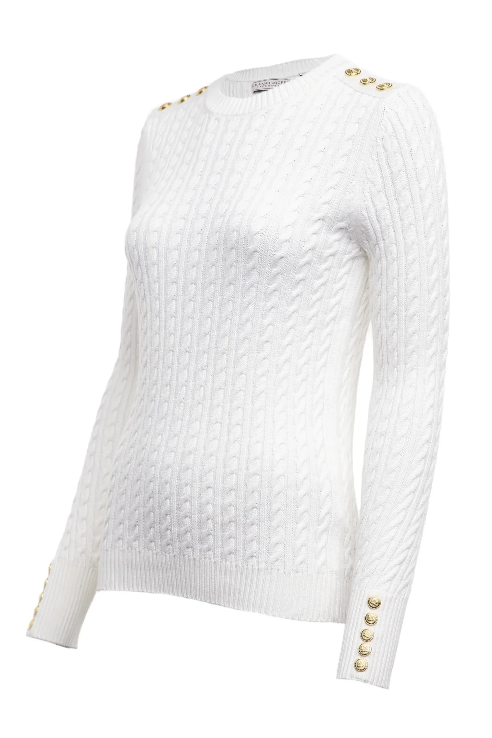Holland Cooper Seattle Cable Crew Knit White