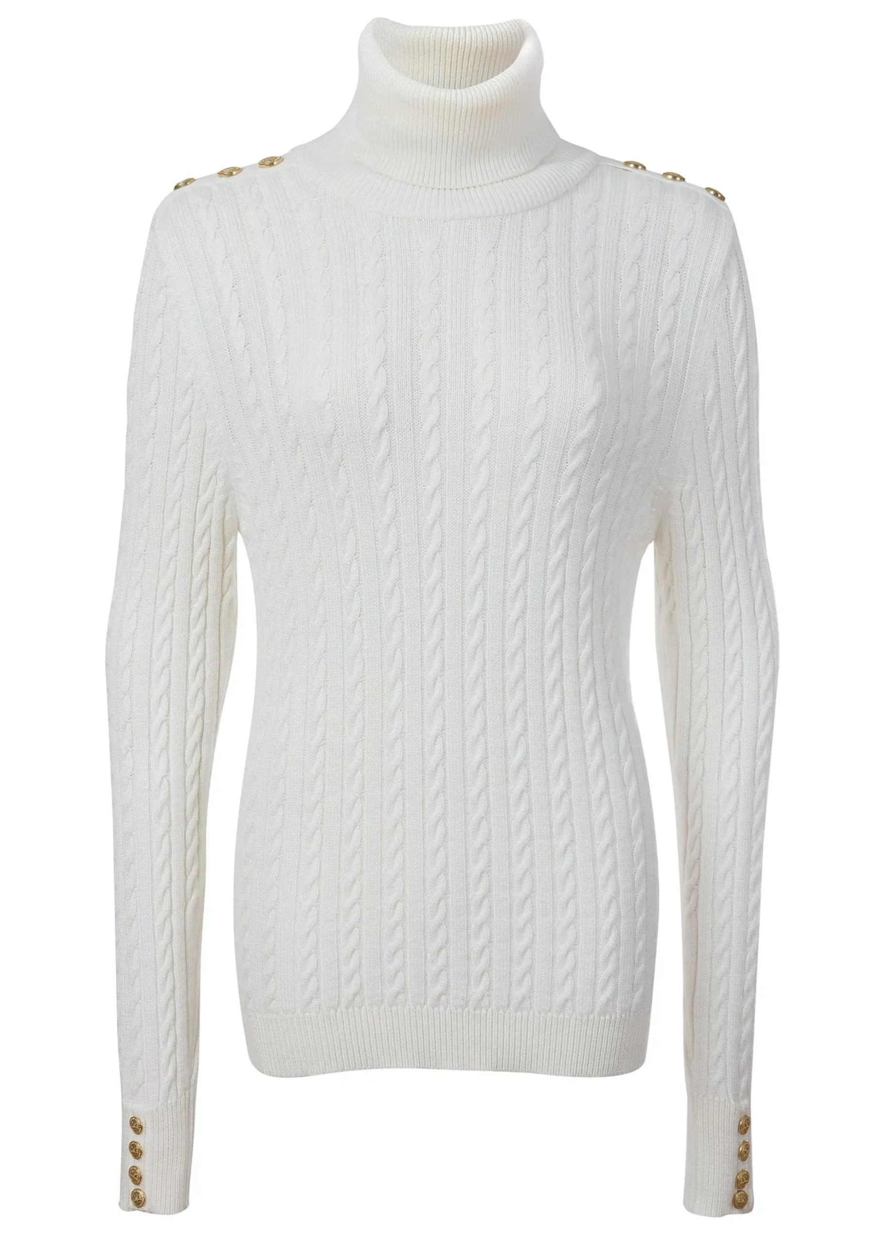 Holland Cooper Seattle Roll Neck Cable Knit Winter White Discount