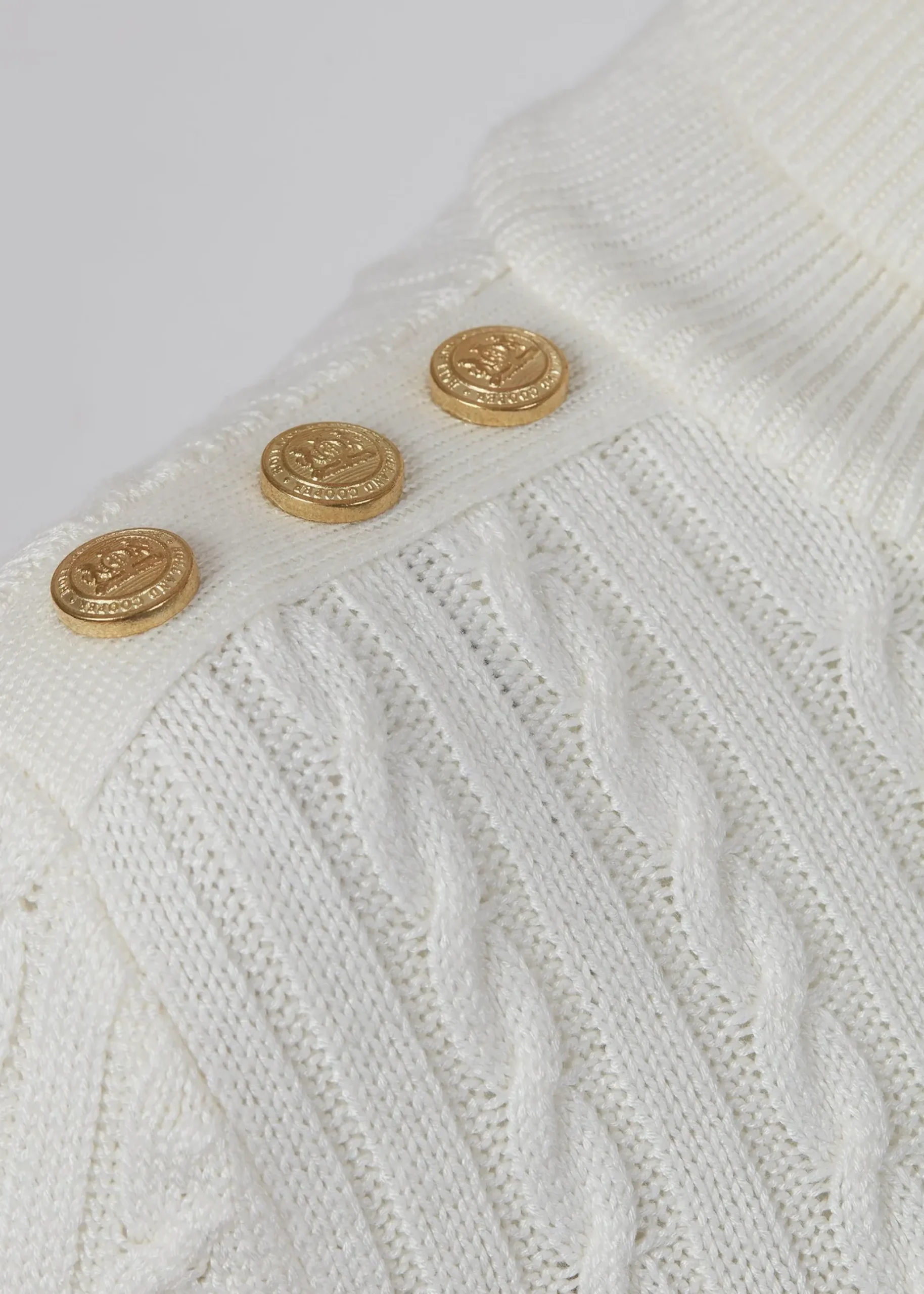 Holland Cooper Seattle Roll Neck Cable Knit Winter White Discount