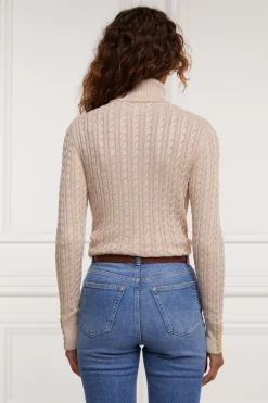 Holland Cooper Seattle Roll Neck Cable Knit Oatmeal Sale
