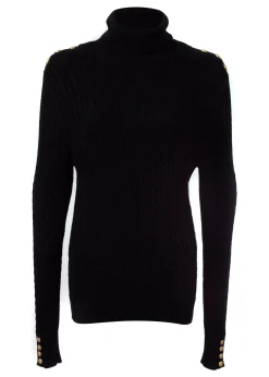 Holland Cooper Seattle Roll Neck Cable Knit Black Discount