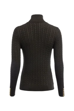 Holland Cooper Seattle Roll Neck Cable Knit Fern Green Discount