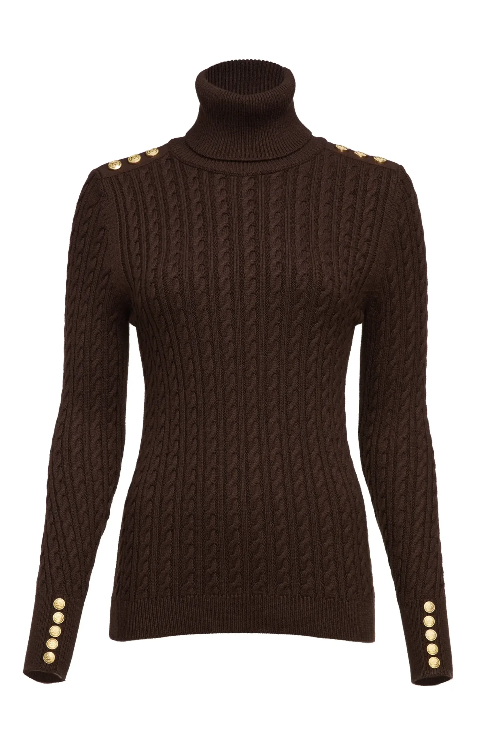 Holland Cooper Seattle Roll Neck Cable Knit Chocolate Sale