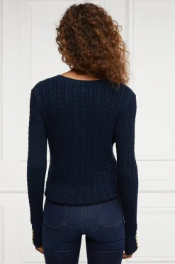 Holland Cooper Seattle V-Neck Knit Ink Navy New