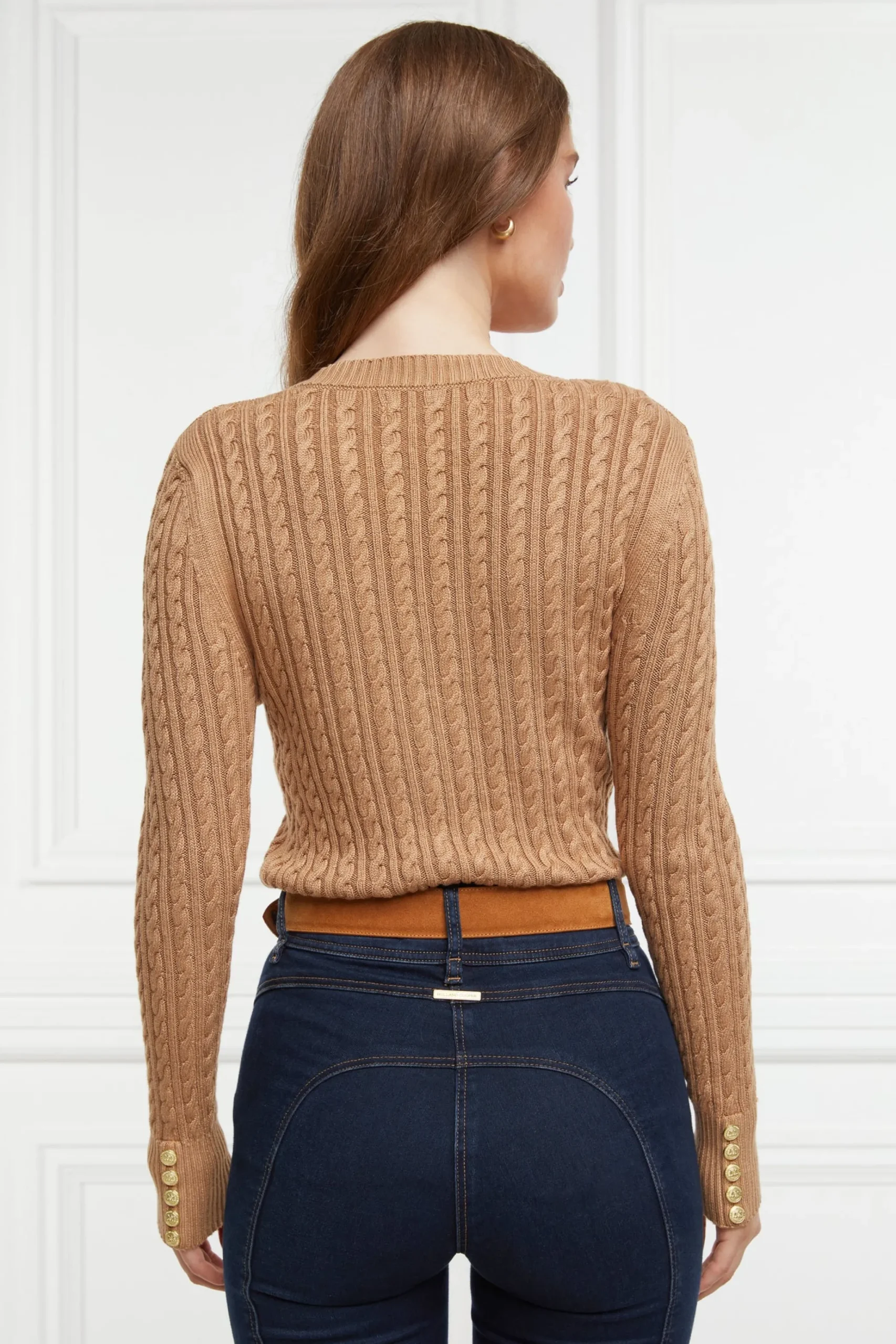 Holland Cooper Seattle V-Neck Knit Dark Camel Discount