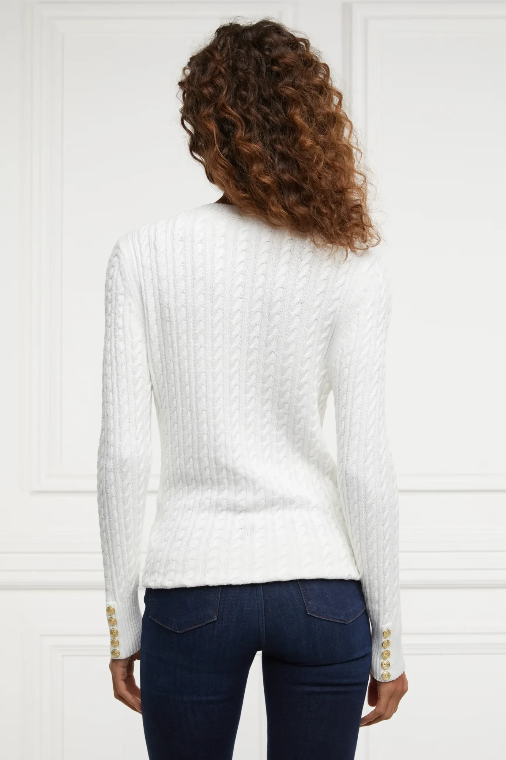 Holland Cooper Seattle V-Neck Knit Winter White New