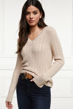 Holland Cooper Seattle V-Neck Knit Oatmeal Online