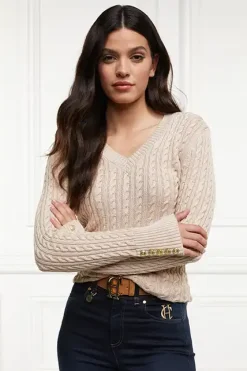 Holland Cooper Seattle V-Neck Knit Oatmeal Online
