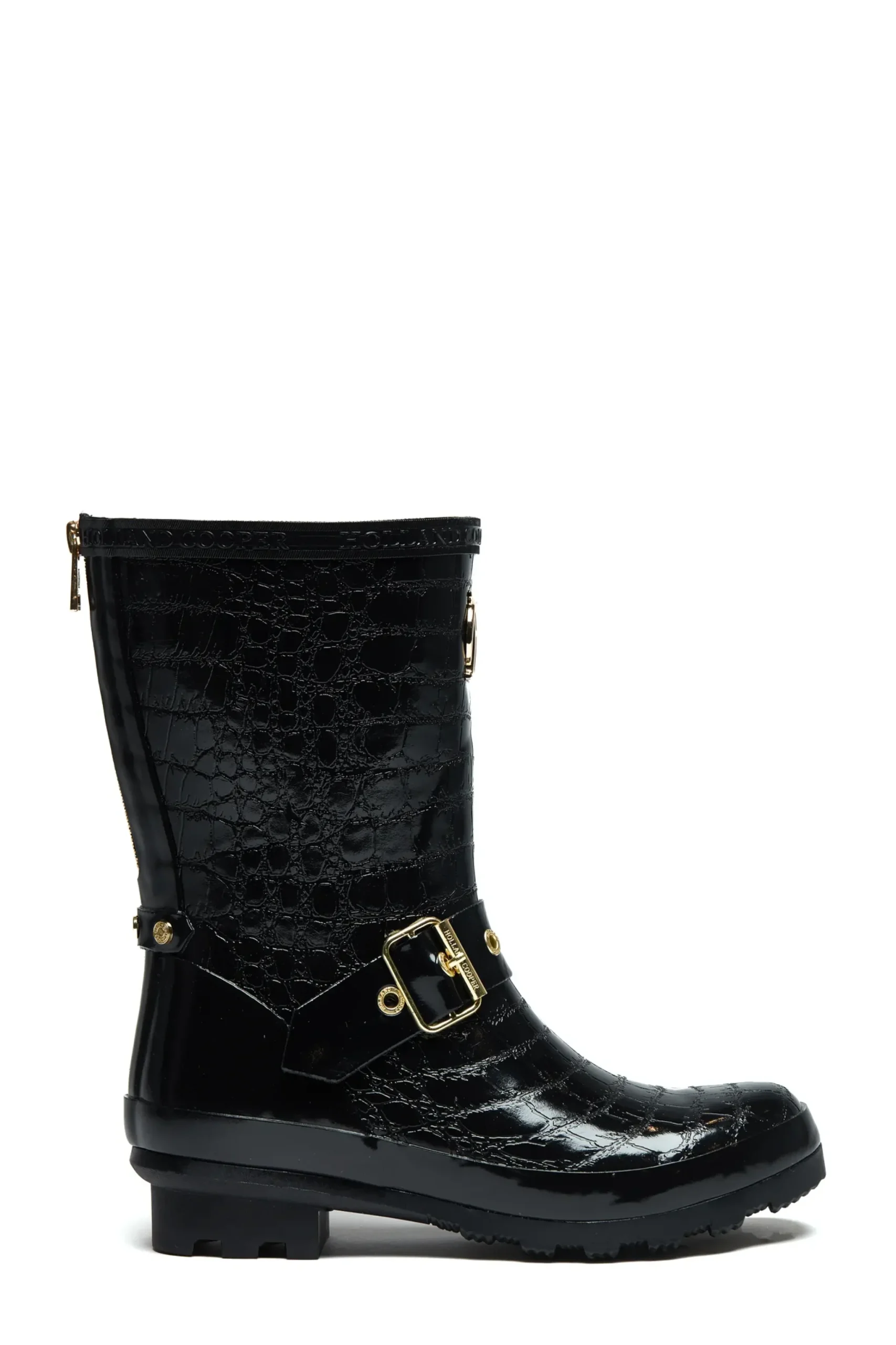 Holland Cooper Sherpa Lined Chelsea Wellington Black Croc Online