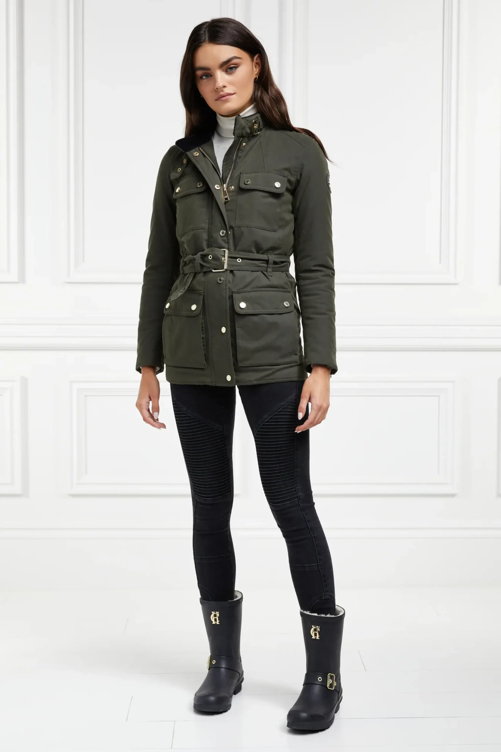 Holland Cooper Sherpa Lined Chelsea Wellington Matte Black Hot