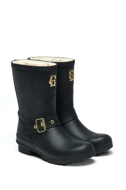 Holland Cooper Sherpa Lined Chelsea Wellington Matte Black Hot