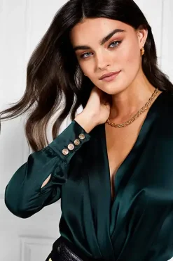 Holland Cooper Silk Bodysuit Emerald Clearance